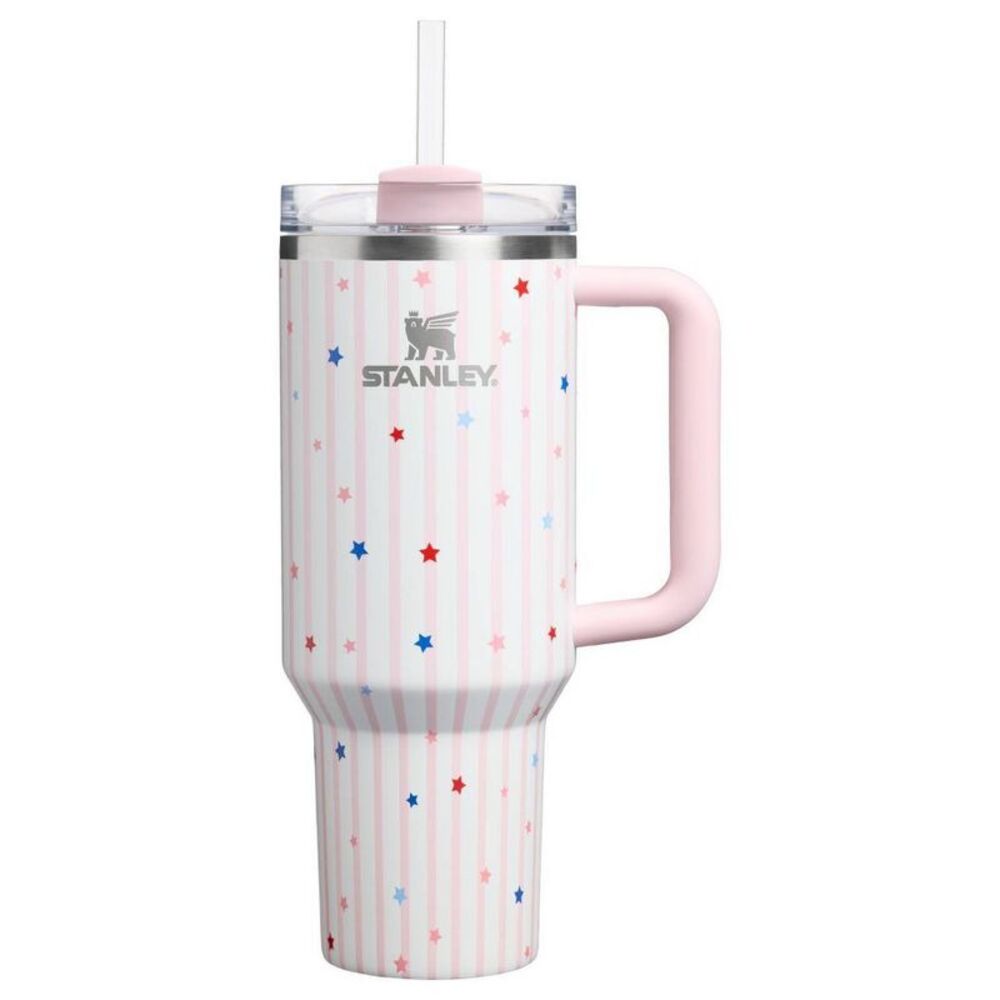Stanley 40 oz Stainless Steel H2.0 FlowState Quencher Tumbler Pink Starry Stripe